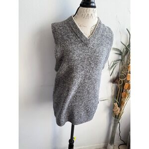 Woolrich Mens Charcoal Heather Grey Wool Blend V-Neck Sweater Vest Size M 9334